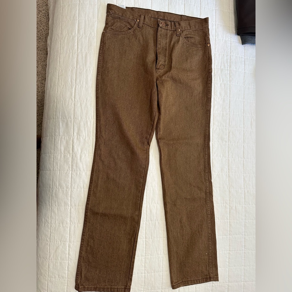 Wrangler Cowboy Cut Slim Straight Brown Men's Jeans. 34x34. NWT